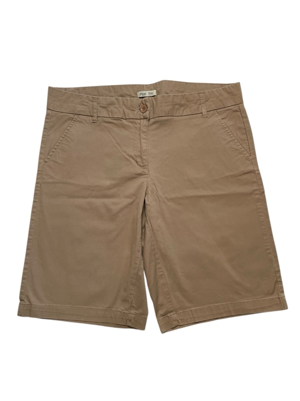PER SE Low Rise Shorts Flat Front Dark Tan Size 10